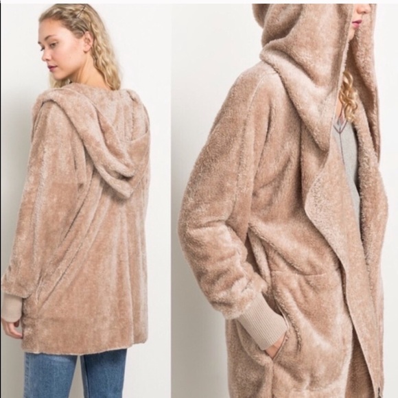 JUST IN‼️BEIGE TEDDY SHERPA FLEECE JACKET- Hoodie - Picture 2 of 5